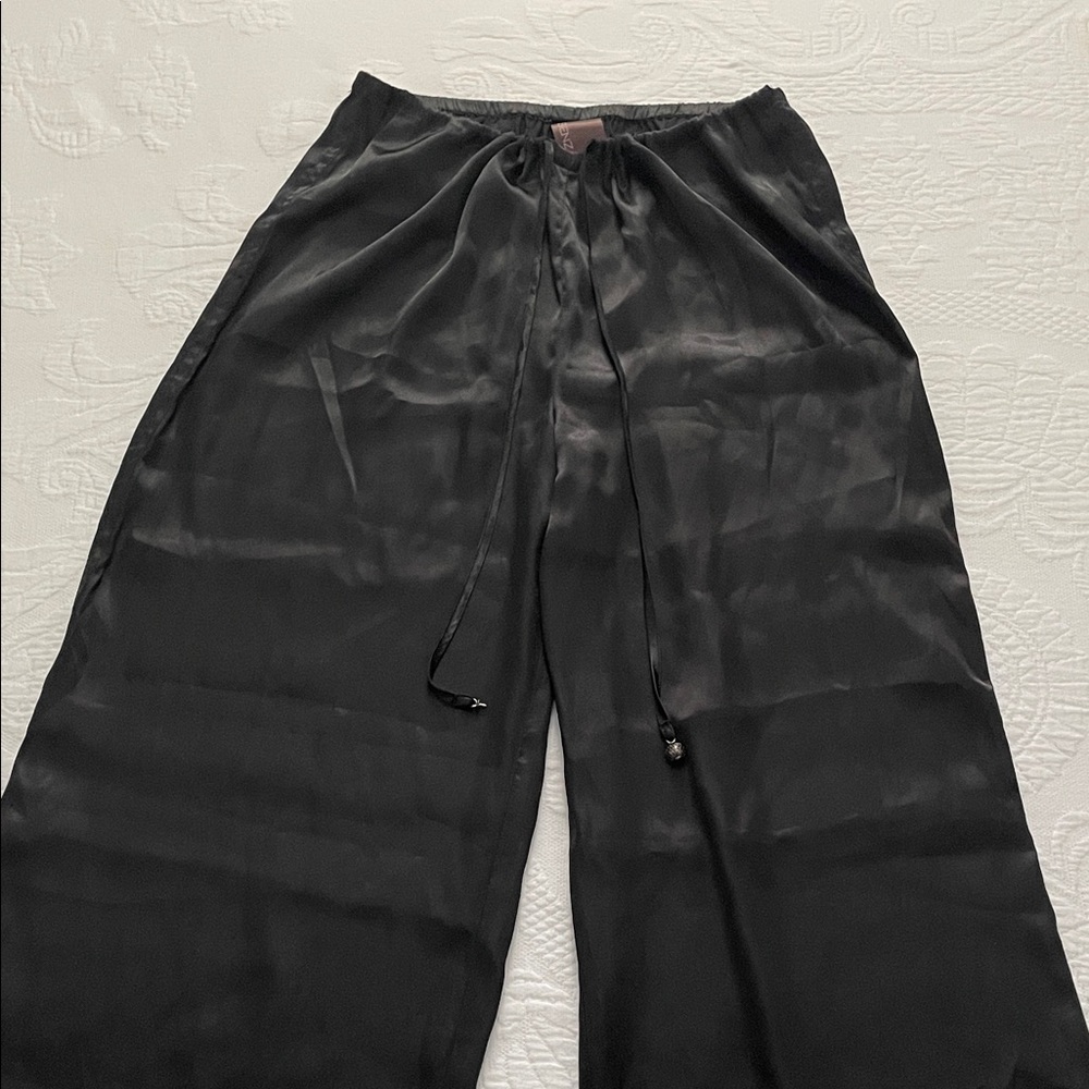 La SENZA Black Wide Leg Satin Pants